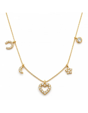 Zirkon Taşlı Sallantılı Charm Kolye