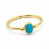 Oval Firuze Taşlı Minimalist Altın Yüzük